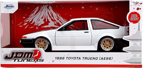 Jada Toys JDM Tuners 1:24 Scale Die-Cast 1986(AE86) Toyota Trueno, Opening Doors, Detailed Interior, Rubber