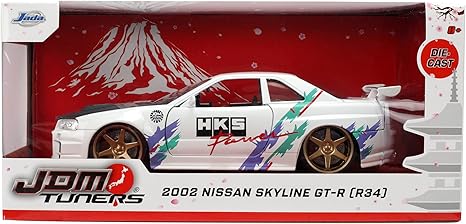 ada Toys JDM Tuners 1:24 Die-Cast 2002 Nissan Skyline GT-R (R34), Opening Doors, Detailed Interior, Rubber Tires